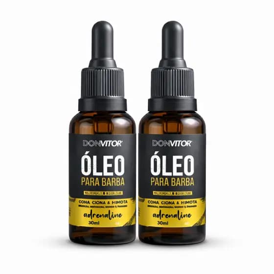 Kit 2 Óleo para Barba Don Vitor Adrenaline 30ml Toque Seco Anti Frizz Brilho Natural
