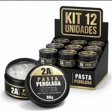 Kit 12 Pastas Modeladora Masculina Perolada 2A For Men 80g – Fixação Forte, Brilho Natural
