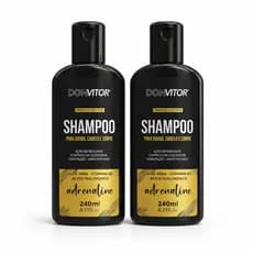 Kit 2 Shampoo Masculino DonVitor 3 em 1 240ml Barba Cabelo Corpo Aloe Vera B5 Hialuronico