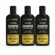 Kit 3 Shampoo Masculino DonVitor 3 em 1 240ml Barba Cabelo Corpo Aloe Vera B5 Hialuronico
