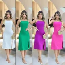 Vestido Casual midi Feminino Sofisticado – Elegância com Zíper Invisível e Caimento Perfeito