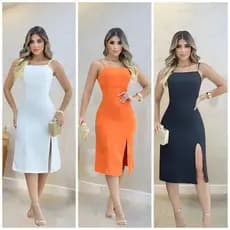 Vestido Casual midi  Sofisticado com Zíper Invisível - Elegância + Conforto | Tamanhos P ao G