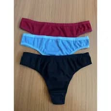 Kit 3 Calcinhas Caneladas Tanga Ribana Confortavel e Macia Dia a Dia