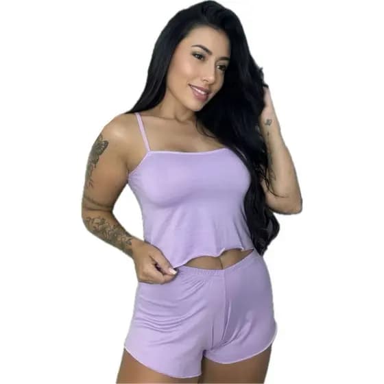 Babydoll Feminino Suede Pijama Curto Adulto