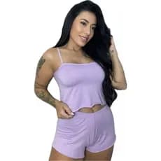 Babydoll Feminino Suede Pijama Curto Adulto