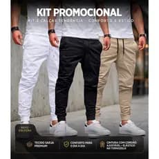 Kit 3 Calças Jogger Jeans Sarja Moda Urbana Streetwear