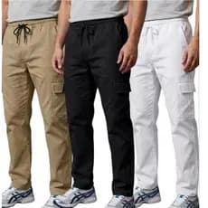 Kit 3  Calças Masculina Cargo Lycra Elastano Promoção Brás Atacado Fabricante