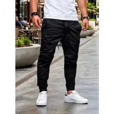 Calça Jogger Preta Masculina  Calça Adulto Calça Com Punhos Nas Pernas