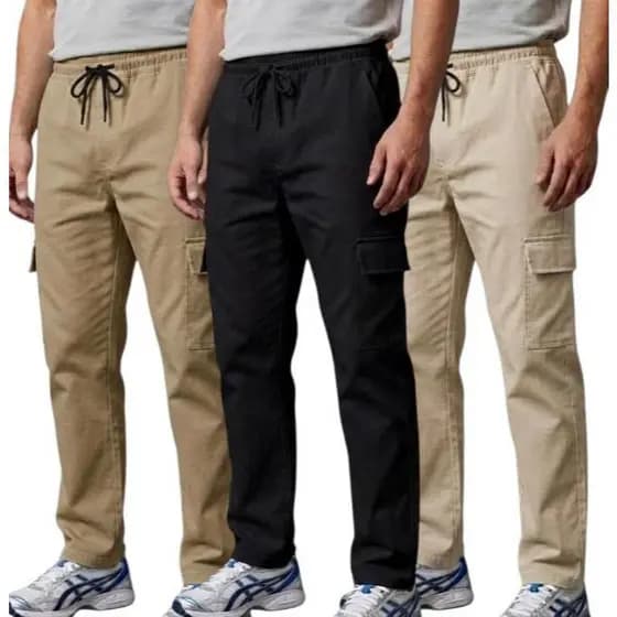 Calça Cargo Casual Sarja Com Elastano 6 Bolsos Premium Calça Masculina Com Bolsos Fabricante