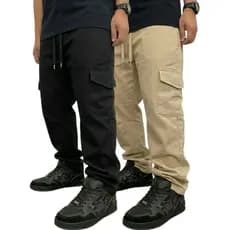 Kit 2 Calças Cargo Skatista Sarja Larga Skate Unissex 6 Bolsos Com Cordão Super Oferta Fabricante