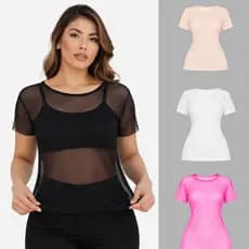 Blusa Feminina Plus Size Tule Vest Leg Academia Treino Várias Ocasiões Leve e Macia