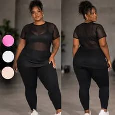 Kit 2 Blusa Feminina de Tule Plus Size Academia Transparente Confortavel Dia a Dia Blusao Feminino