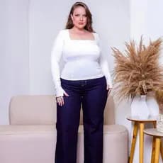 Blusa Manga Longa Feminina Decote Quadrado Segunda Pele com Dedeira Moda Inverno