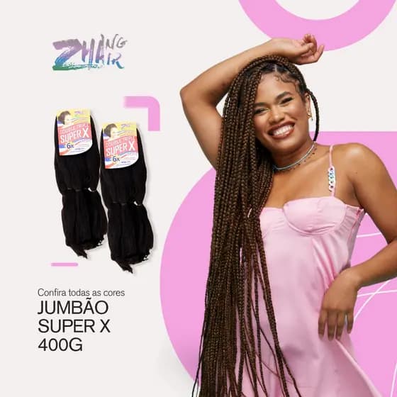 Jumbo Afro Profissional Para Dreadlocks Twist e Box Braids-JUMBO-SUPER-X-400g-Zhang Hair
