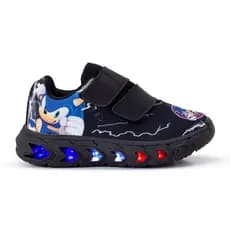 Tenis Infantil De Led Sonic Meninos Calce Facil Preto Velcro
