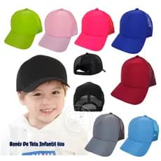 Kit 10 Boné Trucker Infantil Aba Curva Com Tela Unissex Ajustável