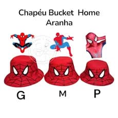 Bucket Hat Chapéu Homem Aranha Vermelho Infantil Spider Man Kids Menino pronta entrega