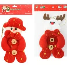 Kit 2 Boneco Neve de Pelúcia Enfeite Natalino Papai Noel