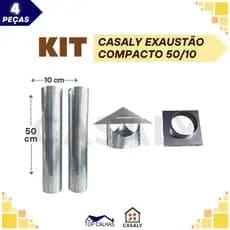 KIT Chaminé Compacto Aço | Coifa Forno | Dutos Chapéu Adaptador | Diâm 10 cm