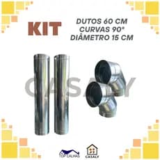 Kit Coifa Churrasqueira Chaminé Gourmet | Dutos de 60cm + Curvas 90° | Diâmetro 15/20cm