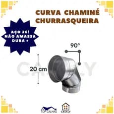 Curva Galvanizada 90 Graus Coifa Forno a Lenha Chaminé | Dura + | Padrão Premium | Diâmetro de 15 ou 20 cm