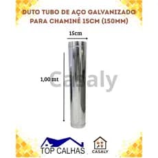Duto Tubo de Aço Galvanizado Para Chaminé 15cm (150mm) x 1,00m
