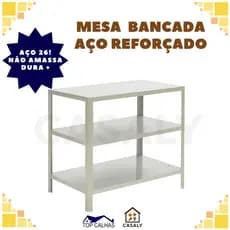 Mesa Multiuso Aço Galvanizado 3 Prateleiras | Cozinha Oficina Farmácia Restaurante Padaria Bares Salão de Beleza