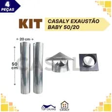KIT Exaustão Chaminé Churrasco | 1 ou 2 Dutos 50cm + Chapéu + Adaptador | Diâmetro: 15/20cm