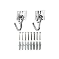 Kit Gancho Armador De Rede De Balanço Descanso Reforçado Aço Cromado Suporte Parede Parafuso e Bucha 250kg