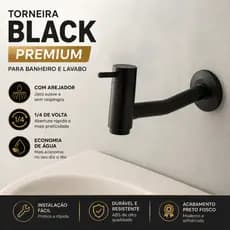 Torneira Banheiro Preta Black ABS Parede 18cm Com Arejador 1/4 Volta Moderna Lavabo