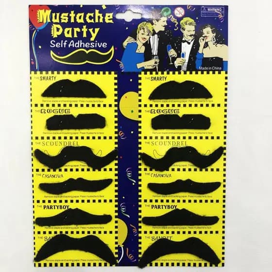 Cartela Bigode Falso - Mustache Com 12 Unidades fantasia festa bigode postiço enfeite decoracao