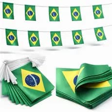 Varal 10 Metros Bandeirinhas Do Brasil Com 24 Bandeiras Poliester - Copa Do Mundo 2026