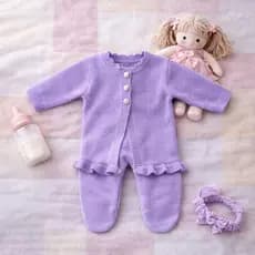 Conjunto Casaquinho Babado Bebe Menina Recém Nascido RN Trico Tricot
