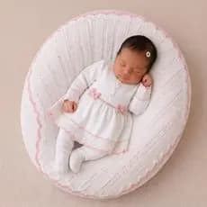 Conjunto Vestido Infantil Dois Laços Saída Maternidade Inverno Elegante Confortável