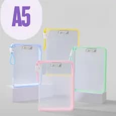 Kit 2 Pastas Organizadoras Zip Bag A5 Transparente Com Clipe Prancheta Interno E Alça