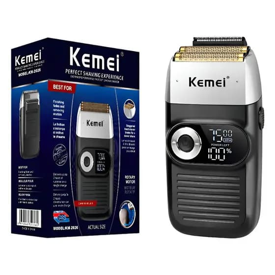 Barbeador Profissional Kemei Shaver Sem Fio Bivolt Preto 127/220v