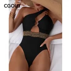 Maiô de uma peça, fivela de anel oco, biquíni de um ombro, moda premium, praia SJYT