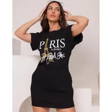 Vestido Curto Paris Feminino Casual Tecido Leve Estampado Conforto Moda