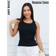 Blusa Regata Feminina Básica Ribana Canelada Casual