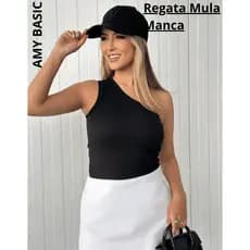 Blusa Feminina Ombro Único Mula Manca Regata Moderna Tecido Leve