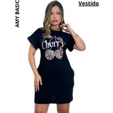 Vestido Curto Feminino Soltinho Manga Curta Japonesa  Bolso Casual