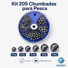 KIT 205 CHUMBADAS CHUMBO PESCA PESACARIA 0,2g 0,3g 0,4g 0,6g 0,8g com estojo