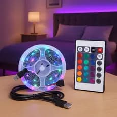 Fita LED RGB 5m ou 20m com Controle e Fonte – Iluminação Decorativa FMC com Cores Variáveis
