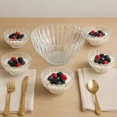 Conjunto 7 Bowls de Sobremesa Tropical Vidro Premium Peças Sofisticadas Luxo Plasvale Glass