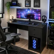 Escrivaninha Gamer Mesa Computador Home Office 2 Gaveta Moderna Suporte CPU Estudo Escritório Quarto