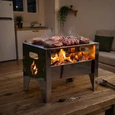 Mini Churrasqueira Portátil Inox Gourmet c/ Grelha Parrilla Desmontável Campeira Praia e Apartamento