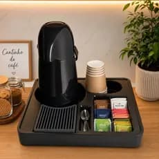 Bandeja Organizadora Cantinho do Café Mesa Portátil Porta Sachê Copos Garrafa Açúcar Cozinha Moderna