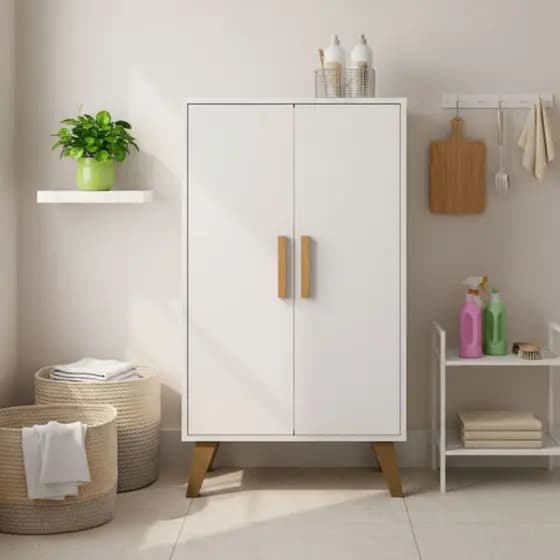 Armario Organizador Multiuso 2 Portas Com Prateleiras Retrô Sapateira Lavanderia Closet Quarto  Sala
