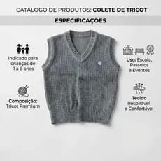 Kit 2 Coletes de Tricot Infantil Masculino – Tamanhos 1 ao 8 Cor Sortida Outono/Inverno
