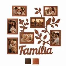 Quadro Porta Retrato Família MDF 7 Fotos Decorativo Parede